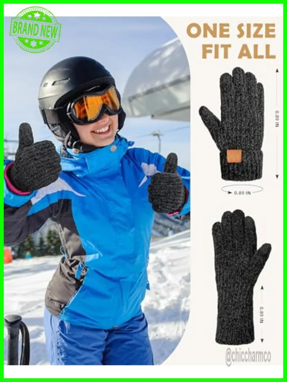 Women's Winter Gloves Fleece Lined Chenille Touchscreen Knit Gloves